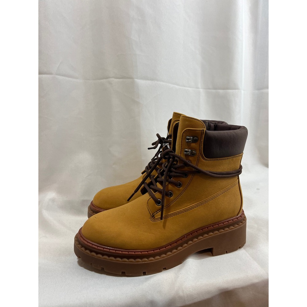 Wild Fable Womens Wheat Tan Combat Boots Side Zip Lug Sole Size 9.5